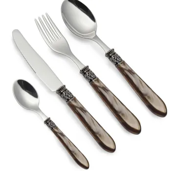 Set tacamuri 16 piese, Moka Nuance, Brandani, inox, maro imagine