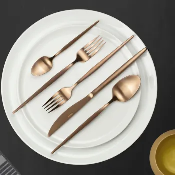 Set tacamuri 16 piese Soprano, Amefa, 4 persoane, inox 18/0, aramiu imagine