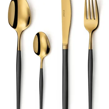 Set tacamuri 16 piese Soprano, Amefa, 4 persoane, inox 18/0, negru/auriu imagine