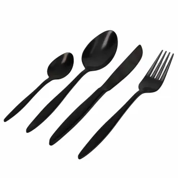 Set tacamuri 16 piese, Stretch Black, Brandani, inox, negru imagine