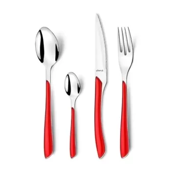 Set tacamuri 24 piese, Amefa, Eclat, inox, rosu imagine