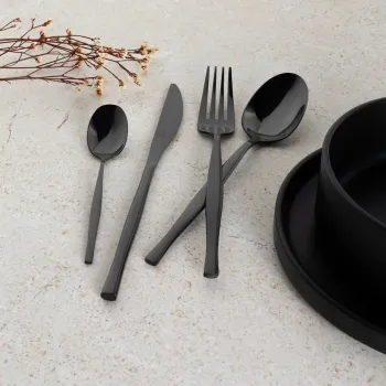 Set tacamuri 24 piese Berlinger Haus, Matte Black, model patrat, inox, negru imagine