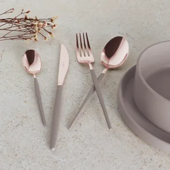 Set tacamuri 24 piese Berlinger Haus, Taupe, inox, taupe/roz imagine