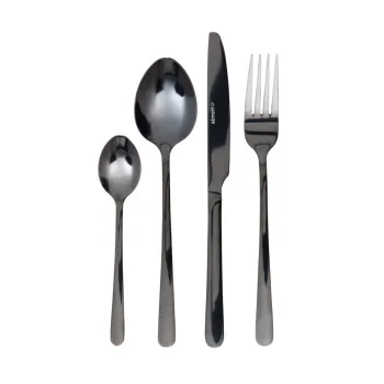 Set tacamuri 24 piese Lugano, Homla, inox, negru imagine