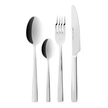 Set tacamuri 24 piese Prato, Ambition, 6 persoane, otel, argintiu imagine