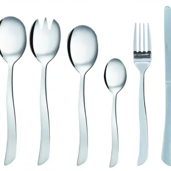 Set tacamuri 50 piese Wave, Ambition, 12 persoane, ambalate in cutie cadou, otel, argintiu imagine