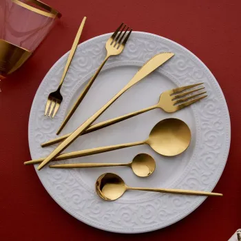 Set tacamuri, Hermia, 196RWE1805, Furculita de masa: (6 bucati), Auriu imagine