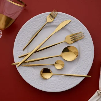 Set tacamuri, Hermia, 196RWE1807, Furculita de masa: (6 bucati), Auriu imagine