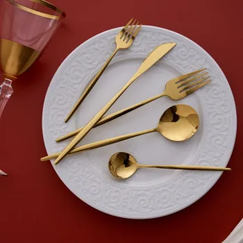 Set tacamuri, Hermia, 196RWE1809, Furculita de masa: (6 bucati), Auriu imagine