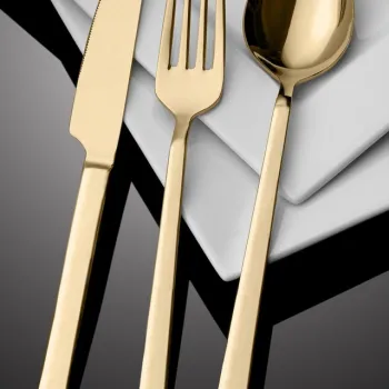 Set tacamuri, Hermia, 294HRO1143, Furculita de masa: 21 x 2,5 cm (6 bucati), Auriu imagine