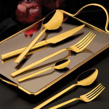 Set tacamuri, Hermia, 357NYP1307, Furculita de masa: 21 x 2,5 cm (6 bucati), Auriu imagine