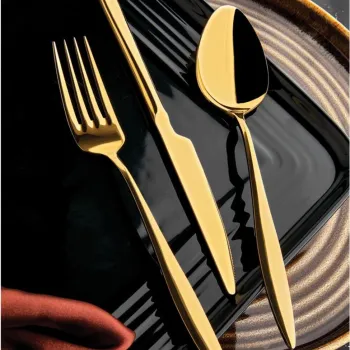 Set tacamuri, Hermia, 357NYP1310, Furculita de masa: 21 x 2,5 cm (6 bucati), Auriu imagine