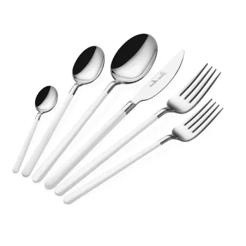 Set tacamuri, Hermia, 645DRM1225, Inox, Lingura de masa: 21,3 cm (6 bucati), Aur/Alb imagine