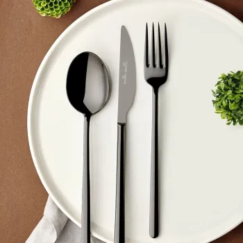 Set tacamuri, Hermia, 645DRM1226, Lingura de masa: 21,3 cm (6 bucati), Negru imagine