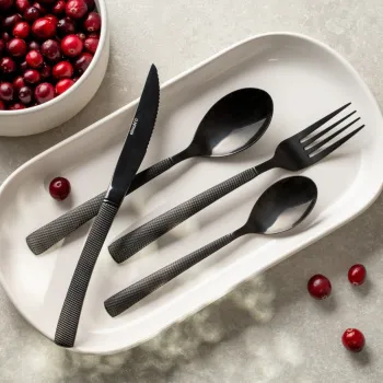 Set tacamuri pentru 6 persoane Streamline, Homla, 24 piese, inox, negru imagine