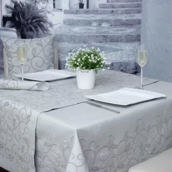 Set textile de masa 8 piese Circle, Ambition, poliester, gri imagine