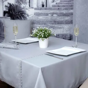 Set textile de masa 8 piese Elegant, Ambition, poliester, gri imagine