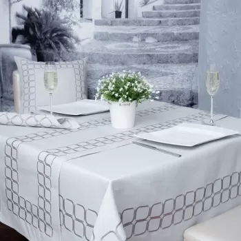 Set textile de masa 8 piese Greece, Ambition, poliester, gri imagine