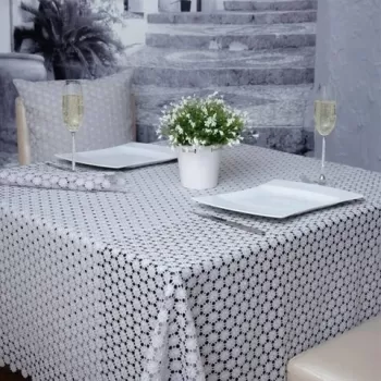 Set textile de masa 8 piese Lace, Ambition, poliester, gri imagine