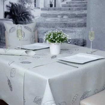 Set textile de masa 8 piese Leaf, Ambition, poliester, gri imagine