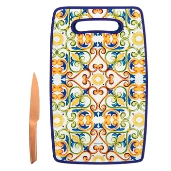 Set tocator si cutit, Medicea Gold Rose, 32x23 cm, polipropilena/inox imagine