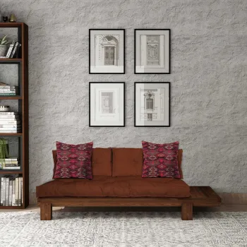 Sezlong, Atelier del Sofa, 135PLT1105, Lemn, Nuc / Tigla Rosie imagine