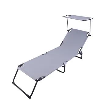 Sezlong cu parasolar Heinner, 186x55x24 cm, otel/textil, gri imagine