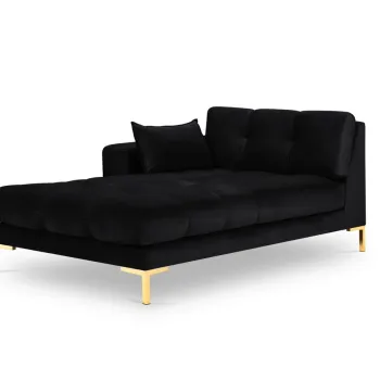 Sezlong living dreapta 1 loc, Mamaia, Micadoni Home, GL, 185x102x75 cm, catifea, negru imagine