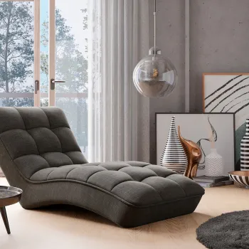 Sezlong living ELTAP, LOR-04FL, Loren, 170x85x85 cm, lemn/poliester, gri inchis imagine