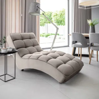 Sezlong living ELTAP, LOR-04LO, Loren, 170x85x85 cm, lemn/poliester, gri deschis imagine