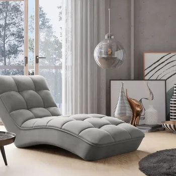 Sezlong living ELTAP, LOR-04SO, Loren, 170x85x85 cm, lemn/poliester, gri deschis imagine