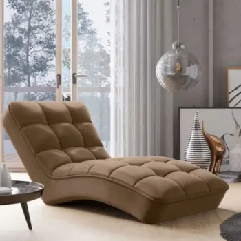 Sezlong living ELTAP, LOR-20NU, Loren, 170x85x85 cm, lemn/poliester, bej inchis imagine