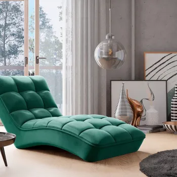 Sezlong living ELTAP, LOR-35NU, Loren, 170x85x85 cm, lemn/poliester, verde inchis imagine