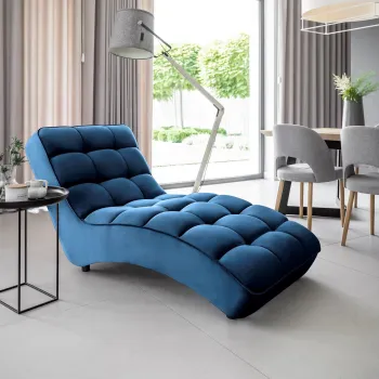 Sezlong living ELTAP, LOR-40LO, Loren, 170x85x85 cm, lemn/poliester, albastru inchis imagine