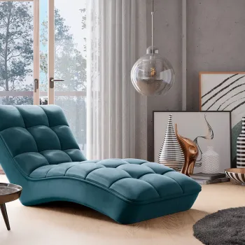 Sezlong living ELTAP, LOR-40NU, Loren, 170x85x85 cm, lemn/poliester, albastru imagine