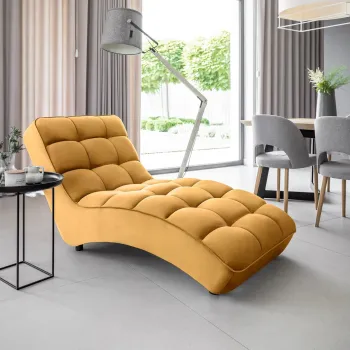 Sezlong living ELTAP, LOR-45LO, Loren, 170x85x85 cm, lemn/poliester, mustar imagine