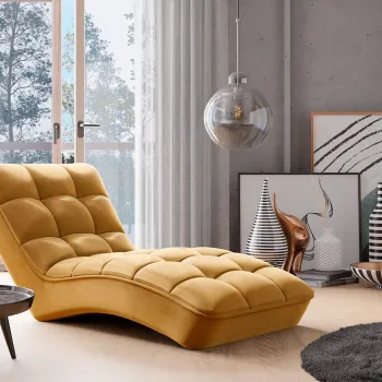 Sezlong living ELTAP, LOR-45NU, Loren, 170x85x85 cm, lemn/poliester, galben imagine