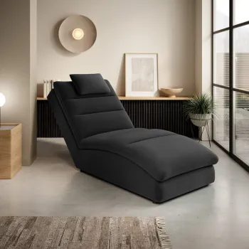 Sezlong living ELTAP, TAC-06NU, Taco, 170x85x95 cm, lemn/poliester, gri inchis imagine