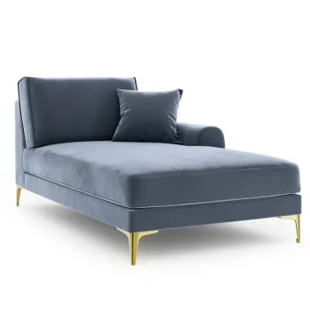 Sezlong living stanga, Madara, Mazzini Sofas, gold legs, 102x182x90 cm, catifea, albastru deschis imagine