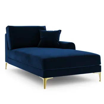 Sezlong living stanga, Madara, Mazzini Sofas, gold legs, 102x182x90 cm, catifea, albastru regal imagine