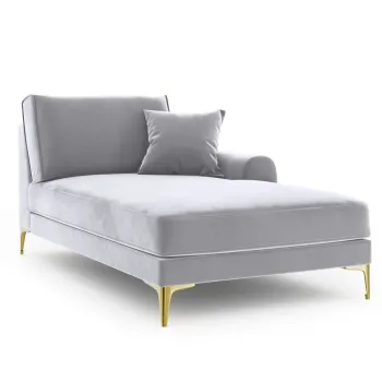 Sezlong living stanga, Madara, Mazzini Sofas, gold legs, 102x182x90 cm, catifea, argintiu imagine