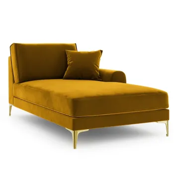Sezlong living stanga, Madara, Mazzini Sofas, gold legs, 102x182x90 cm, catifea, galben imagine