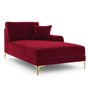 Sezlong living stanga, Madara, Mazzini Sofas, gold legs, 102x182x90 cm, catifea, rosu vin imagine