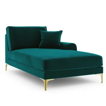 Sezlong living stanga, Madara, Mazzini Sofas, gold legs, 102x182x90 cm, catifea, turcoaz imagine
