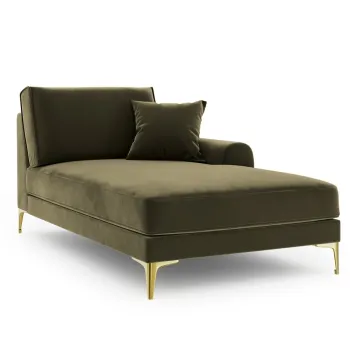 Sezlong living stanga, Madara, Mazzini Sofas, gold legs, 102x182x90 cm, catifea, verde imagine