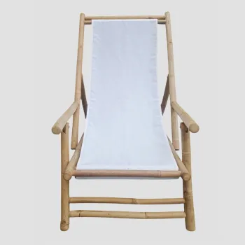 Sezlong Mare, Homla, 60x115x83 cm, bambus/poliester, natur/alb imagine