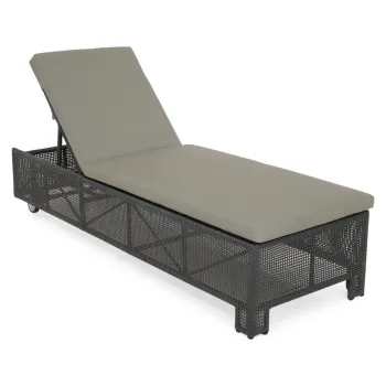 Sezlong Savana, 210x70x41 cm, aluminiu, negru/gri imagine