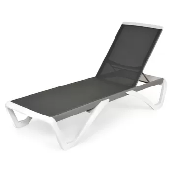 Sezlong, Yati, L.68.8 l.170 H.31/99 cm, aluminiu, alb/gri imagine