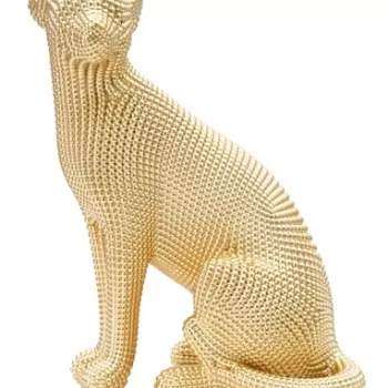 Statueta / Decoratiune Leopard, Mauro Ferretti, 23x15.5x29 cm, polirasina, auriu imagine