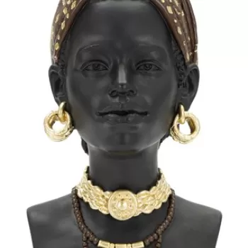 Statueta decorativa, Massai Woman, Mauro Ferretti, 19 x 18.5 x 30 cm, polirasina, negru/multicolor imagine